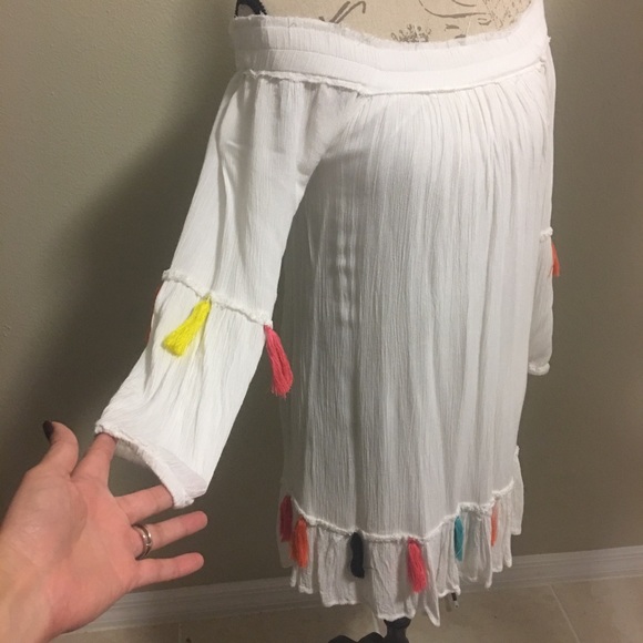 Chelsea and Theodore White Boho Tassel Dress - Picture 7 of 8